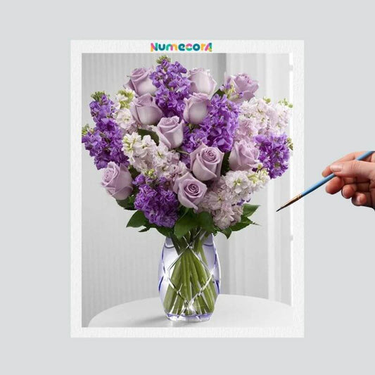 Pintura Terapêutica Numerada - Rosas Roxas