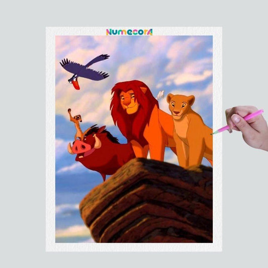 Pintura Terapêutica com Diamantes - Pedra do Rei Leão - Disney - Tela 100% Preenchida - Diamante Redondo