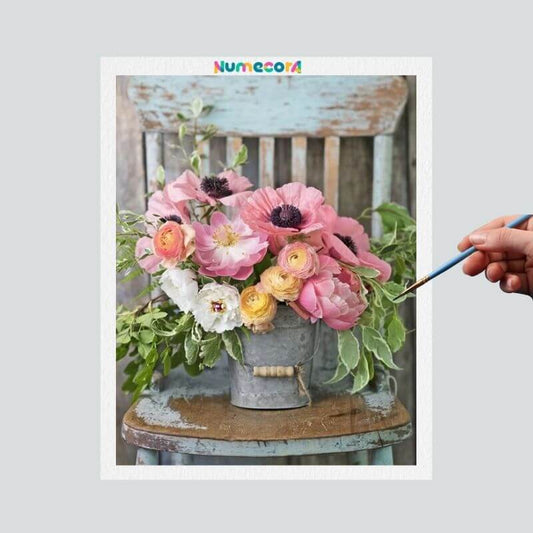 Pintura Terapêutica Numerada - Flores Retrô