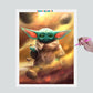 Pintura Terapêutica com Diamantes - Baby Yoda - Star Wars - Tela 100% Preenchida - Diamante Redondo