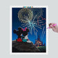 Pintura Terapêutica com Diamantes - Mickey e Fogos - Disney - Tela 100% Preenchida - Diamante Redondo