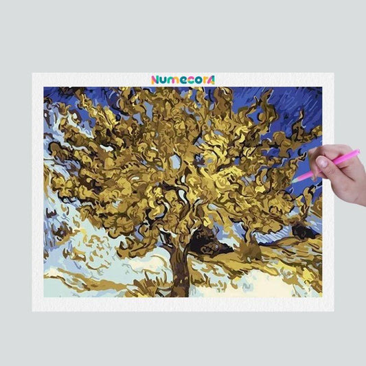 Pintura Terapêutica com Diamantes - Arvore de Amora - Van Gogh  - Tela 100% Preenchida