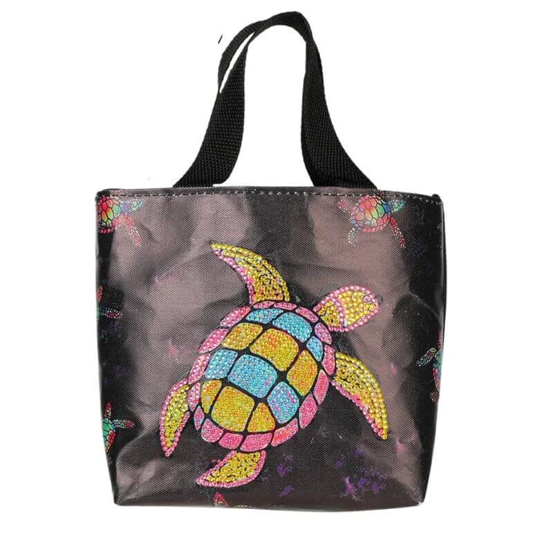 Pintura Terapêutica com Diamantes - Bolsa com Alça Alterável - Tartaruga