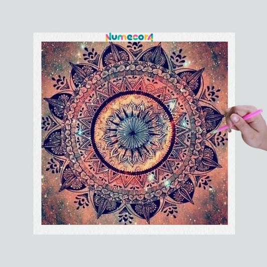 Pintura Terapêutica com Diamantes - Mandala Terracota