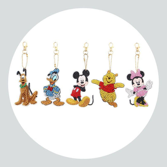 Chaveiros Pintura Terapêutica com Diamantes - Mickey - Kit com 5