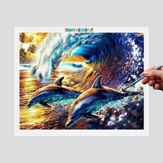 Pintura Terapêutica Numerada - Golfinhos