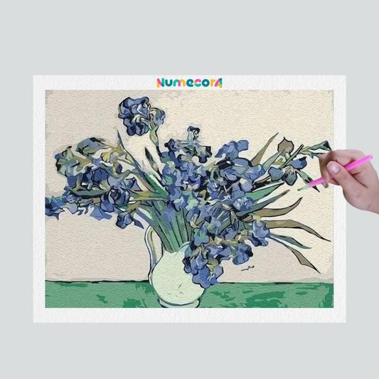 Pintura Terapêutica com Diamantes -Os Lírios - Van Gogh  - Tela 100% Preenchida
