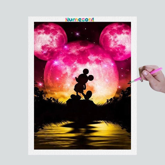 Pintura Terapêutica com Diamantes - Orelhas do Mickey - Disney - Tela 100% Preenchida - Diamante Redondo