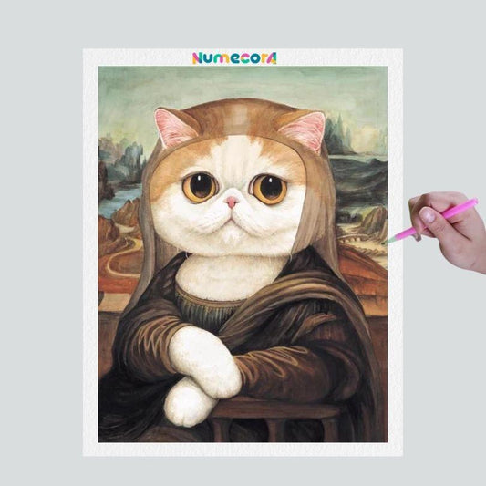 Pintura Terapêutica com Diamantes - Gatinhos Artisticos - Monalisa - Tela 100% Preenchida