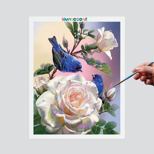 Pintura Terapêutica Numerada - Flor e Passarinho