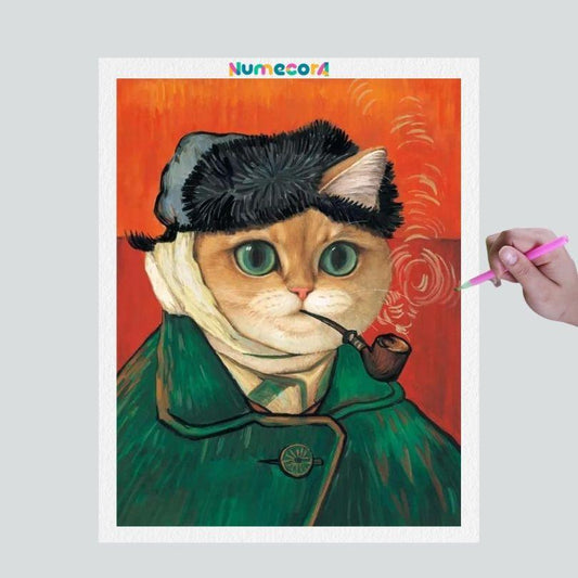 Pintura Terapêutica com Diamantes - Gatinhos Artísticos - Charuto - Tela 100% Preenchida