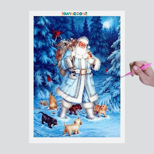 Pintura Terapêutica com Diamantes - Papai Noel Presentes - Tela 100% Preenchida