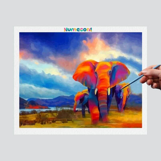 Pintura Terapêutica Numerada - Elefantes