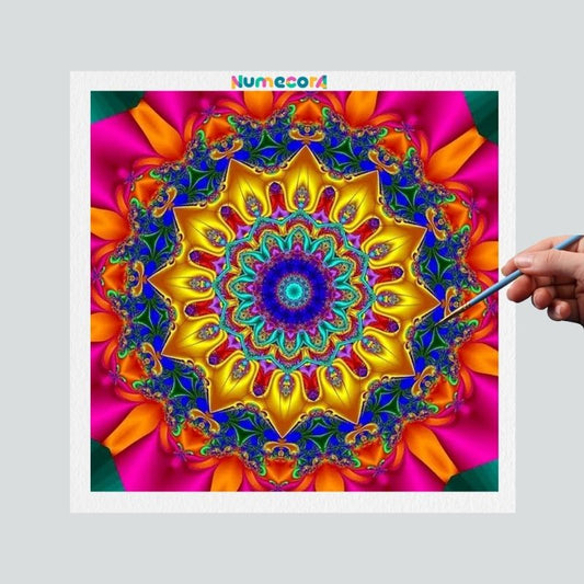 Pintura Terapêutica Numerada - Mandala Pink e azul
