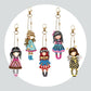 Chaveiros Pintura Terapêutica com Diamantes - Meninas - Kit com 5