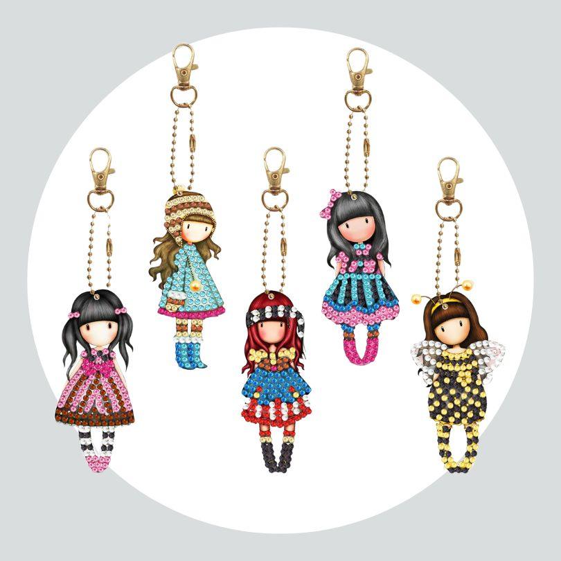 Chaveiros Pintura Terapêutica com Diamantes - Meninas - Kit com 5