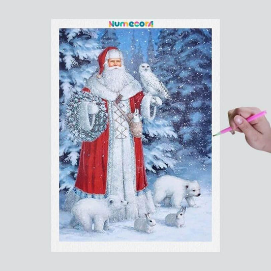 Pintura Terapêutica com Diamantes -  Papai Noel - Tela 100% Preenchida