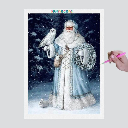 Pintura Terapêutica com Diamantes - Papai Noel Polo Norte- Tela 100% Preenchida
