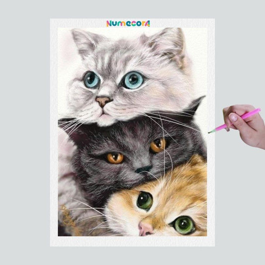 Pintura Terapêutica com Diamantes - Gatinhos Fofura - Tela 100% Preenchida