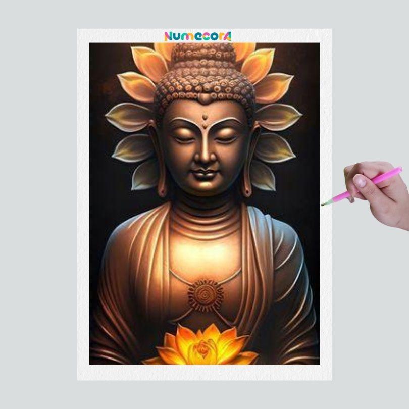 Pintura Terapêutica com Diamantes - Budha - Tela 100% Preenchida