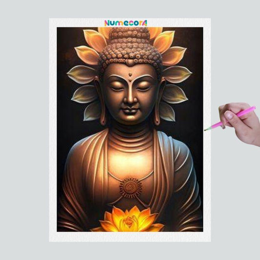 Pintura Terapêutica com Diamantes - Budha - Tela 100% Preenchida