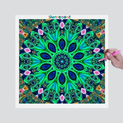 Pintura Terapêutica com Diamantes - Mandala Verde