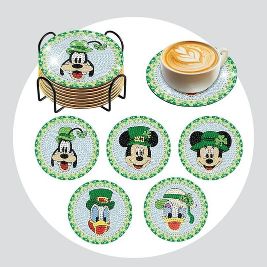 Pintura Terapêutica com Diamantes - Porta Copos (5 Unidades) - Mickey Oktoberfest