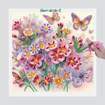 Pintura Terapêutica com Diamantes - Flores - Diamante Especial - Tela 100% Preenchida