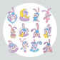 Pintura Terapêutica com Diamantes - Stickers 12Un - Diamante Redondo - Coelhinhos