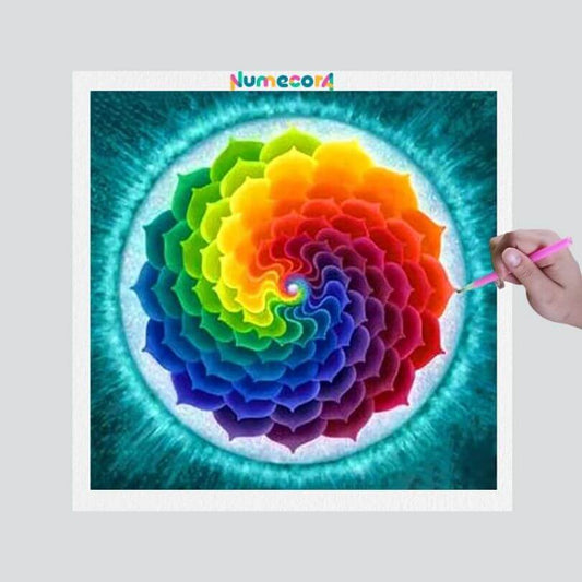 Pintura Terapêutica com Diamantes - Mandala Arco-íris