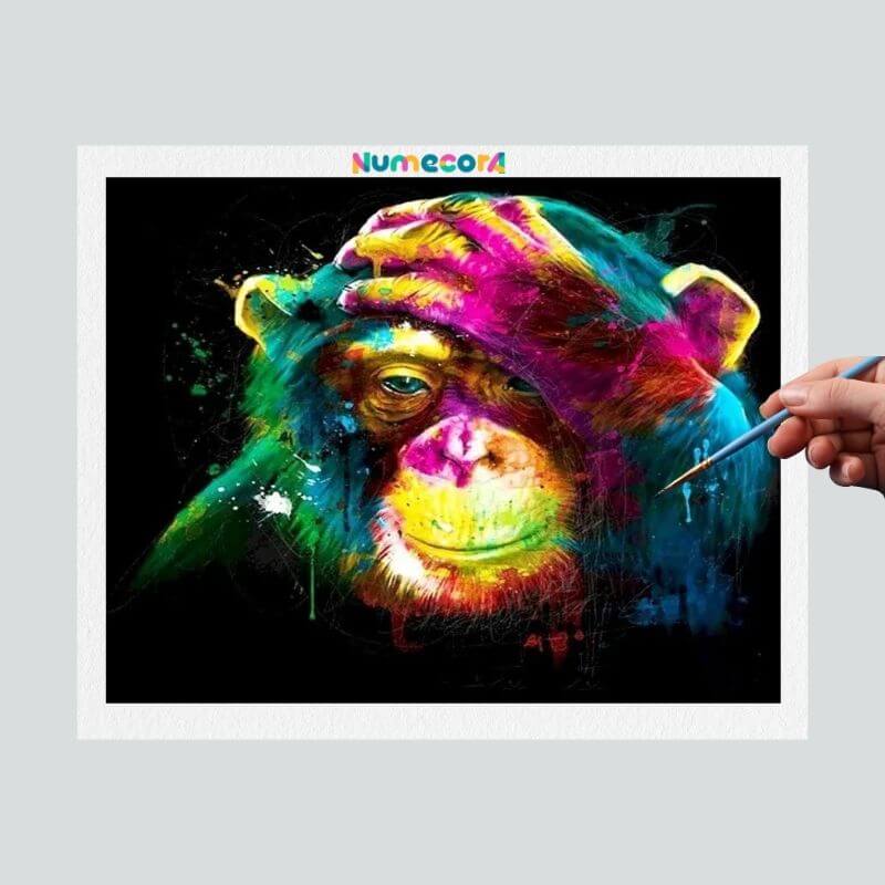 Pintura Terapêutica Numerada - Chimpanzé Artístico