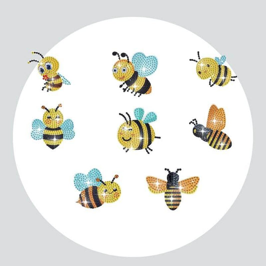 Adesivos Magnéticos ( Ímã de Geladeira) - Kit com 8 - Pintura Terapêutica com Diamantes - Abelhas