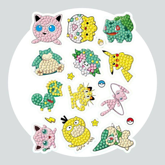 Pintura Terapêutica com Diamantes - Stickers 12Un - Diamante Redondo - Pokemons