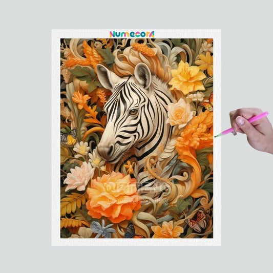 Pintura Terapêutica com Diamantes - Zebra - Tela 100% Preenchida