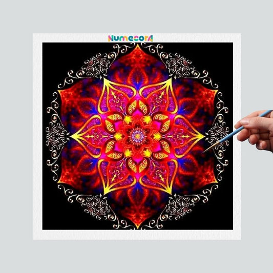 Pintura Terapêutica Numerada - Mandala Vermelha