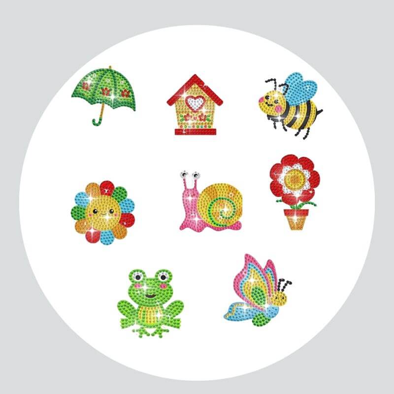 Adesivos Magnéticos ( Ímã de Geladeira) - Kit com 8 - Pintura Terapêutica com Diamantes - Jardim