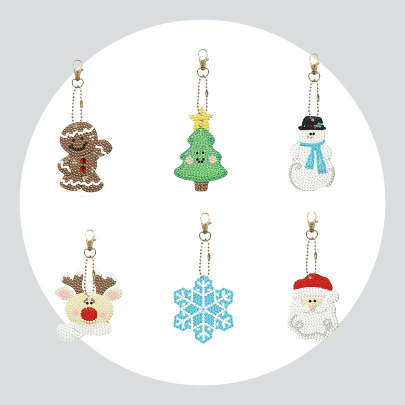 Chaveiros Pintura Terapêutica com Diamantes - Natal - Kit com 6