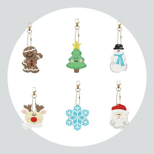 Chaveiros Pintura Terapêutica com Diamantes - Natal - Kit com 6