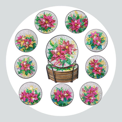 Pintura Terapêutica com Diamantes - Porta Copos (10 Unidades) - Flores