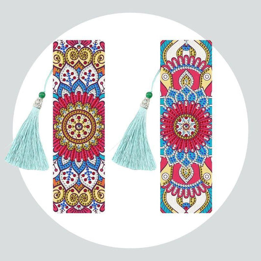 Marcador de Páginas 2Un - Diamante Redondo - Pintura Terapêutica com Diamantes - Mandala Vermelha