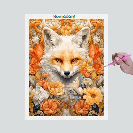 Pintura Terapêutica com Diamantes - Raposa - Tela 100% Preenchida