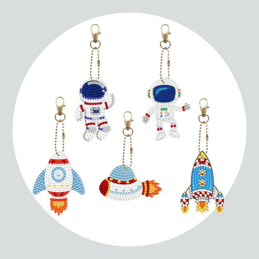 Chaveiros Pintura Terapêutica com Diamantes - Astronauta - Kit com 5