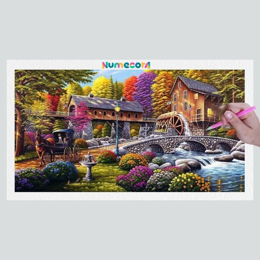 Pintura Terapêutica com Diamantes - Vila na Floresta