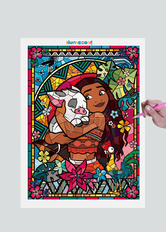Pintura Terapêutica com Diamantes - Moana - Tela 100% Preenchida - Numecora