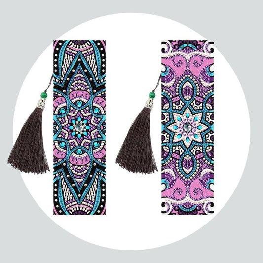 Marcador de Páginas 2Un - Diamante Redondo - Pintura Terapêutica com Diamantes - Mandala Roxa