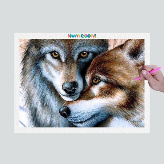 Pintura Terapêutica com Diamantes - Lobos- Tela 100% Preenchida