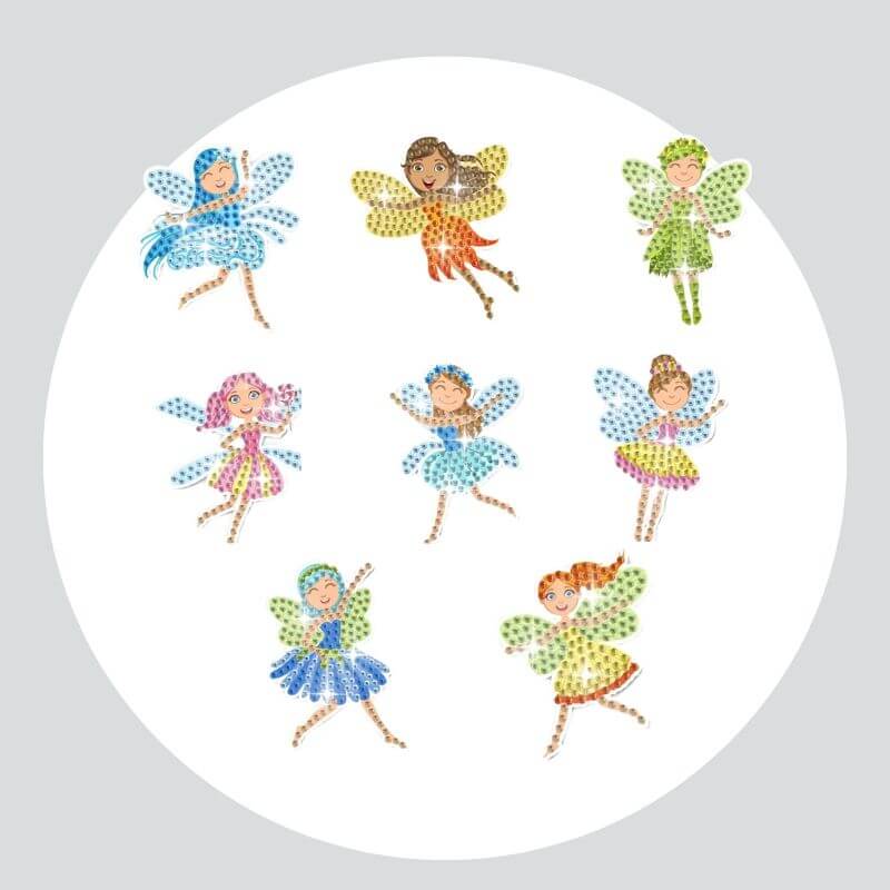 Adesivos Magnéticos ( Ímã de Geladeira) - Kit com 8 - Pintura Terapêutica com Diamantes - Fadas