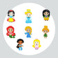 Pintura Terapêutica com Diamantes - Stickers 8Un - Diamante Redondo - Princesas
