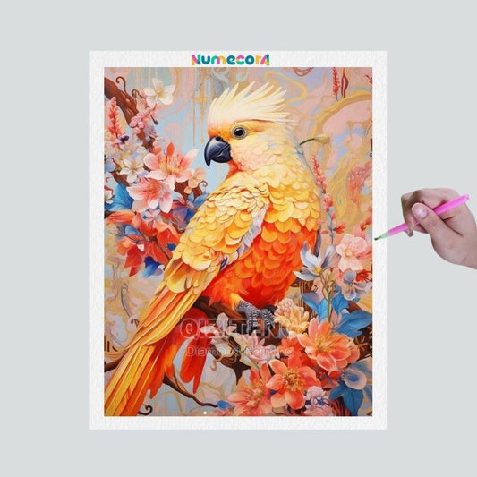 Pintura Terapêutica com Diamantes - Arara - Tela 100% Preenchida