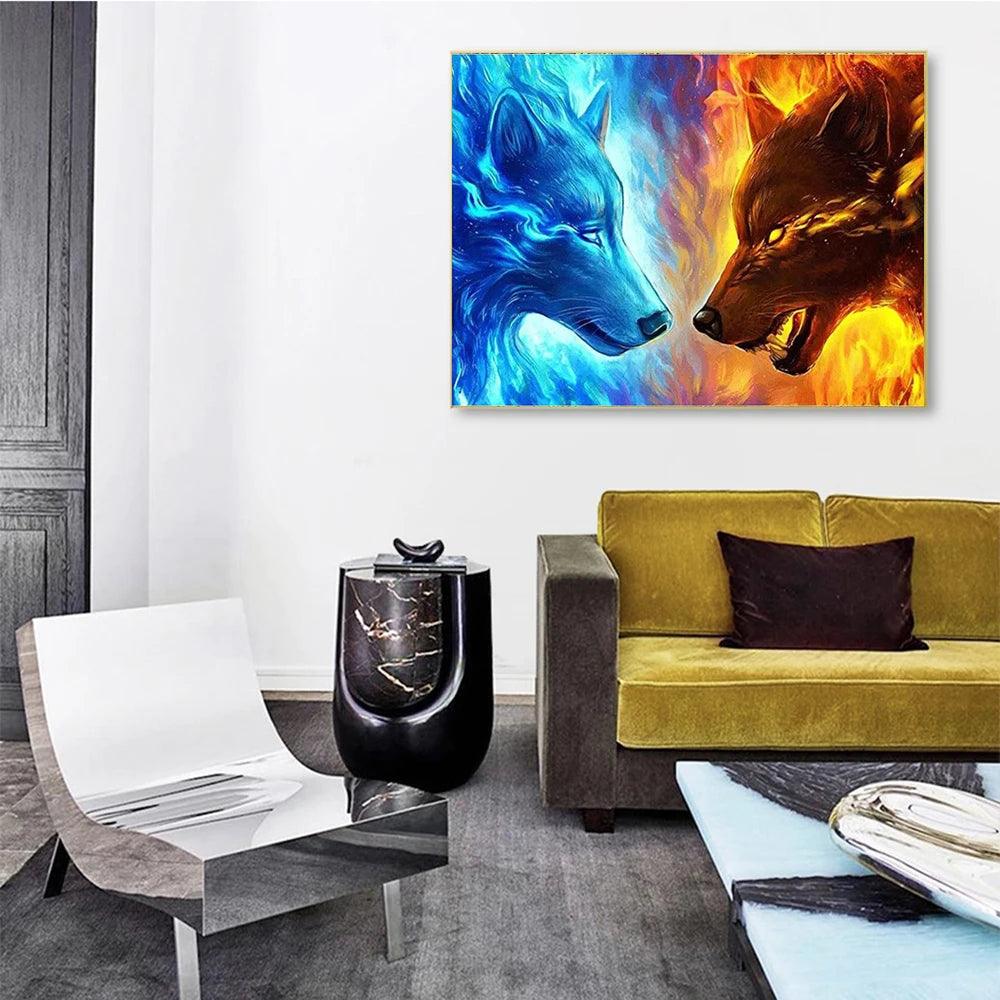 Pintura Terapêutica com Diamantes - Lobos Luminosos - Numecora